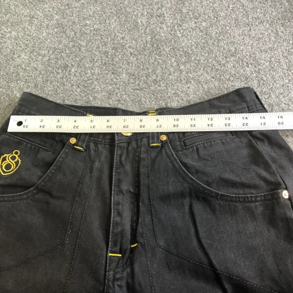 Eight 732 Jeans Mens 30x32 Black Denim Patch Y2K Skate Loose Baggy 8732 - Picture 6 of 12